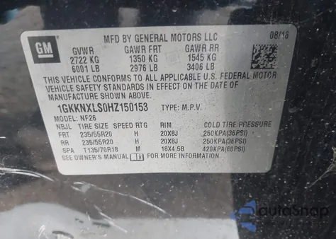 2017 GMC Acadia Denali из США, поврежденный, VIN 1GKKNXLS0HZ150153